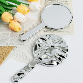 ins风水波纹便携式化妆镜上班族学生通用居家手持高清镜面