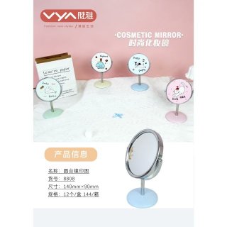 迷你桌面圆形旋转美妆镜学生宿舍台镜美容镜礼品镜批发文创店镜子