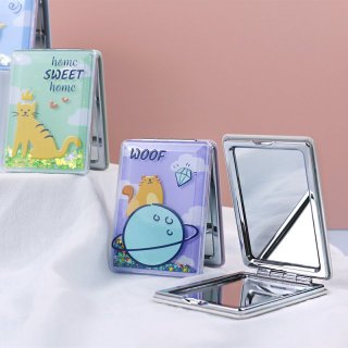 可爱动物 水晶浮雕流沙时尚镜