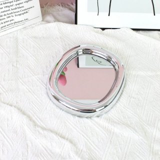 ins 轻奢电镀银椭圆单面化妆镜卧室桌面风梳妆镜高级美容镜