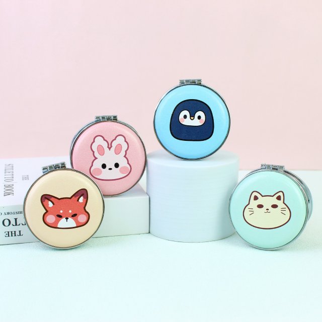 [胜雅] 简约马卡龙色小动物化妆镜迷你可爱随身便携小面包镜少女心小清新