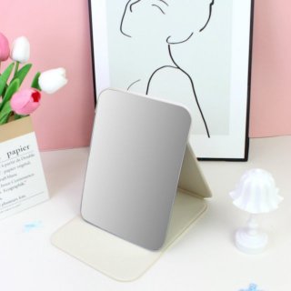 简约PU高清折叠化妆镜便携随身学生宿舍桌面梳妆镜卧室镜子台镜