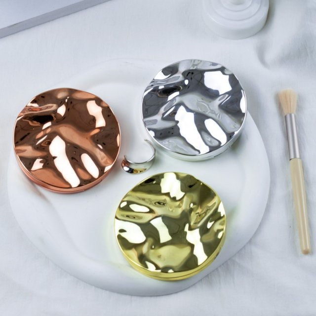 [胜雅] 圆形电镀金属色圆形双面折叠便携高清化妆镜批发小镜子