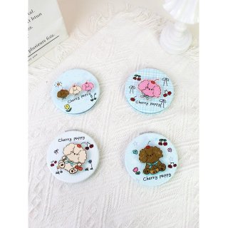 ins风樱桃小狗卡通折叠化妆镜迷你双面便携小镜子女生随身补妆镜