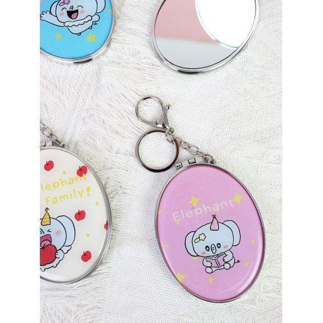 [胜雅] 可爱卡通椭圆女生化妆镜挂包镜便携迷你补妆镜少女心随身小镜子