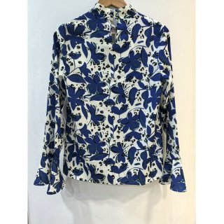 春夏款提花印花衬衫新中式交叉领上衣