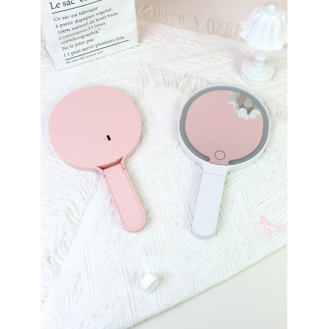 [胜雅] 手持LED化妆镜可立折叠高颜值补妆镜三色光源补光小镜子手柄镜