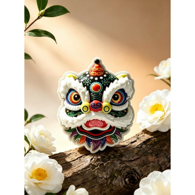 大彩陶醒狮冰箱贴（黑色）