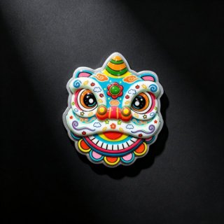 小彩陶醒狮冰箱贴（蓝色）