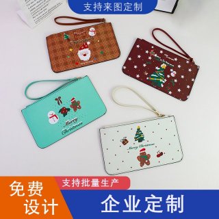 跨境亚马逊新品圣诞节卡通图案手拿包零钱包企业圣诞礼品