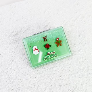 圣诞流沙折叠化妆镜圣诞礼品补妆小镜子节日礼物跨境新品补妆镜子