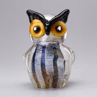 高档神气猫头鹰彩色摆件时尚人工吹制彩色琉璃家居摆件PE2111