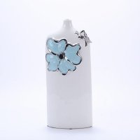 花朵陶瓷花瓶摆件 欧式田园家居装饰品 淡蓝色高款V424-7