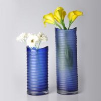 简欧现代蓝色透明玻璃花瓶摆件/欧式时尚创意家居台面花瓶花器53S001-26、53S001-36