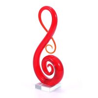 水晶玻璃摆件现代艺术家居琉璃桌面摆设工艺品 大红音符琉璃摆件XSJ-92