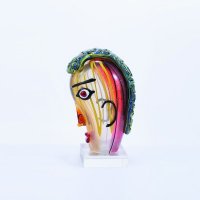 水晶玻璃摆件现代艺术家居琉璃桌面摆设工艺品 墨绿色抽象人物头像XSJ-108