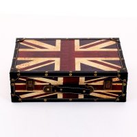 软装做旧米字储物箱摄影箱道具木箱复古橱窗箱陈列箱带锁收纳箱摆设箱三件套DSG022