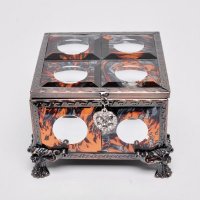复古精巧古典镜面首饰盒玻璃绒布古铜色高脚架小号 首饰收纳盒 高档珠宝盒 节日礼品K1342