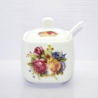 厨房陶瓷调味瓶调味罐醋盐巴鸡精砂糖固体陶瓷调料罐子300ML