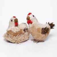 DIY草编鸡 编制工艺品十二生肖适用于屋内装饰摆件（2件套）b-015
