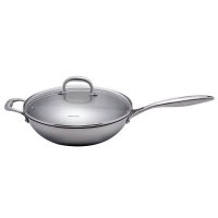 凌铭LINKMATH 星皇系列三层钢32cm单柄炒锅(玻璃盖)
