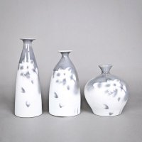 后现代简约灰色荷花陶瓷小花瓶台面装饰摆设
