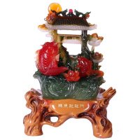 家居摆件工艺品鲤鱼跳龙门红墨玉色生日商务乔迁送礼礼品