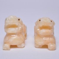 入伙送礼家居摆设2件套玉石黄色小小立貔貅摆件NH-05