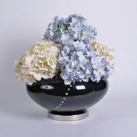 亮光树脂花瓶黑色花盆花器 客厅软装饰品新房样板房工艺品摆件BL10126A