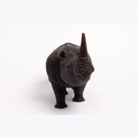 柚木手工雕行走犀牛 东南亚风格泰国进口生生猛猛D2-0036