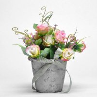 高仿真花盆景梦幻情人玫装饰盆景室内仿真花盆栽S62842