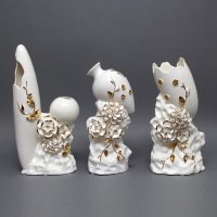 白色捏花工艺简约田园风格陶瓷家居摆件花瓶摆设MJH6301、MJH6306、 MJH6302