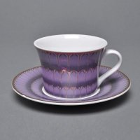 陶瓷咖啡杯碟套装 北欧风格 卡玛系列紫色茶水杯碟 陶瓷杯KM004/1