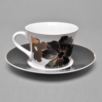 陶瓷咖啡杯碟 英式下午茶杯 花式咖啡杯子白色烤花水杯金边YF004/2