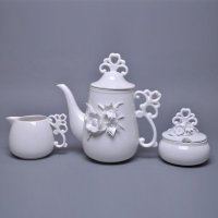白色波斯制菊系列陶瓷餐具套装水壶糖盅奶盅欧式创意时尚简约BSZJ001-1