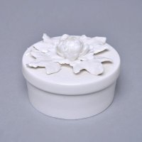 现代新古典白色陶瓷富贵牡丹花珠宝首饰盒 家具家居软装饰品摆设fg-014