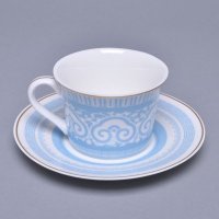 陶瓷咖啡杯碟 英式下午茶杯 花式咖啡杯子蓝色烤花水杯金边XLZM004-L