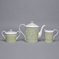 绿色秀丽之美田园花草茶具整套 欧式陶瓷烤花咖啡壶 奶盅糖盅下午茶具XLZM001-LU