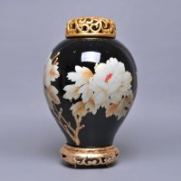 新中式牡丹情树脂储物罐将军罐子家居软装饰品样板房工艺品摆件MDQ-001-L