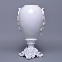 现代欧式白色雕花树脂花瓶（大）B98071005