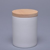 日式和风陶瓷密封罐手工竹木咖啡罐纯白骨瓷调味罐带盖糖罐RP-MFG0061