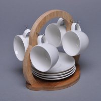 欧式纯白陶瓷咖啡杯4件套装 圆肚型 创意陶瓷咖啡杯RP-BDT0022