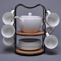 欧式咖啡具套装咖啡杯套装简约英式下午茶具纯白陶瓷咖啡器皿礼盒装RP-YTC001