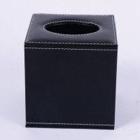 现代时尚黑针pu皮+密度板+内无纺布正方形纸巾盒YPX-FXZJH-1