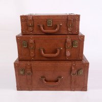 杂物箱储物箱收纳盒 收纳箱高档PU皮革套三带盖内衣大衣收纳箱YPX-3#